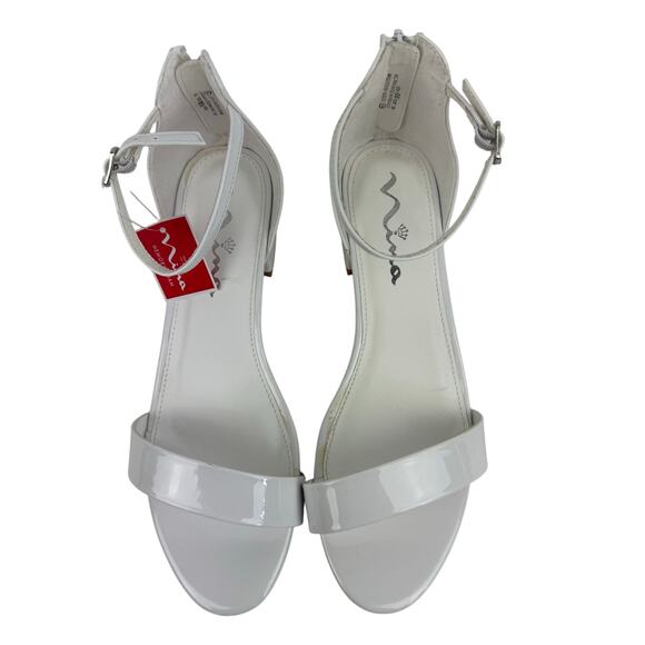 NINA HIDI BLOCK HEEL OPEN TOE MEMORY FOAM KITTEN HEELS IN WHITE‎ NWOB SIZE 6M - Picture 2 of 14